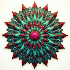 Poster - Abstract floral mandala design with blue and orange geometric circle elements