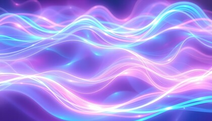 Poster - Abstract Purple and Blue Glowing Waves Background Design