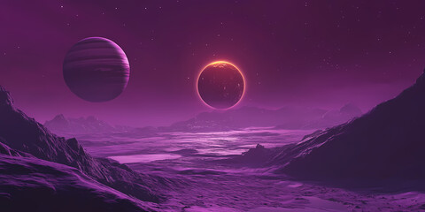 Wall Mural - alien planet eclipse scenic view
