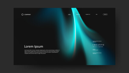 Fototapete - Abstract wave futuristic design of landing page. retro fluid gradient website design