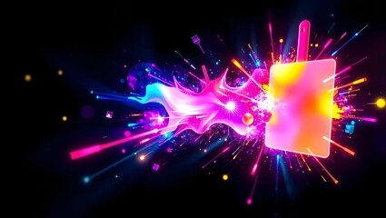 background 3d Abstract Light Explosion with Geometric Shapes