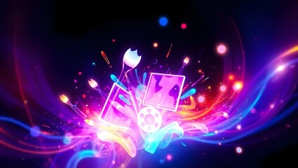 background 3d  Abstract Glowing Light Columns
