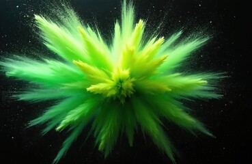 Poster - Abstract green lime paint explosion against black background. Colorful splash of dust, powder explode. Art background for design, poster, banner, advertising, promo. Modern trendy design with vibrant