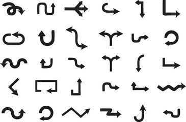 Fototapete - Multiple style and turn Arrow set isolated on white background. Easy to change color, size and manipulate. Traffic symbol Direction Icons Set. EPS 10