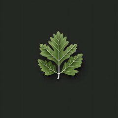 Poster - Detailed closeup of a vibrant green leaf with intricate veins and patterns set against a simple dark background for a minimalist natural aesthetic