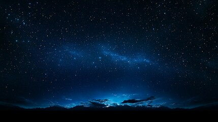 Wall Mural - stunning night sky panorama with vibrant stars and milky way galaxy visible above dark silhouette of