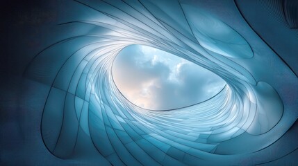 Poster - Modern Architectural Design: Abstract Glass Building with Stunning Sky View