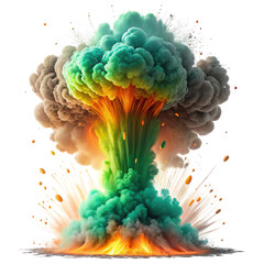 Aufkleber - a vibrant explosion of colorful smoke and debris, showcasing a powerful eruption with swirling cloud