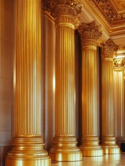Aufkleber - Grand golden columns in a luxurious government building highlighting elegant architectural design and sophisticated political ambiance Generative AI