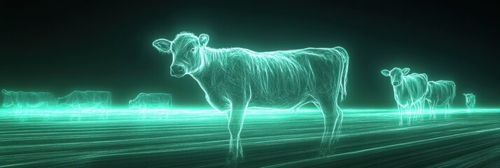 Aufkleber - Surreal abstract composition of farm animals glowing with energy in a dreamlike atmosphere Generative AI