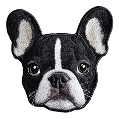 adorable black and white french bulldog dog embroidered patch ideal for fashion, accessories, and cr