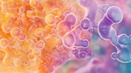 Poster - Abstract colorful blobs merging; vibrant background