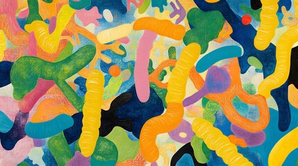 Poster - Abstract colorful painting, textured shapes, vibrant hues, art background, design element