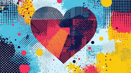 Poster - Heart shape surrounded by colorful paint splats creating a whimsical and artistic expression