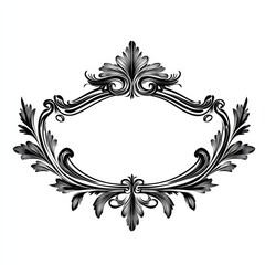Fototapete - Elegant Ornamental Frame with Floral Accents in Black and White for Invitations or Creative Designs
