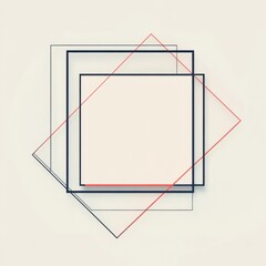 Fototapete - Minimalist Abstraction: Intersecting Squares in Earth Tones with Layered Geometric Design and Subtle Depth.