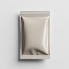 Poster - Minimalist Packaging Mockup: Clean White Sachet with Textured Border on a Flat Background for Branding and Product Presentation