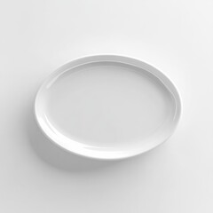 Aufkleber - Minimalist Still Life: White Oval Plate on a Soft White Background, High Angle View