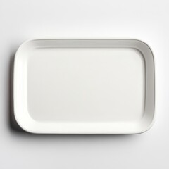 Poster - Minimalist White Rectangular Plate on a Bright White Background, Clean Design for Serving Food