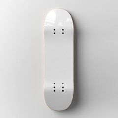 Poster - Minimalist White Skateboard Deck on Grey Background: Ready for Custom Graphics and Extreme Sports Adventures