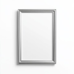 Poster - Silver Rectangular Picture Frame Mockup on White Wall, Ideal for Art Prints, Photos, and Home Decor Presentations.
