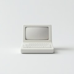 Aufkleber - Vintage Minimalist Computer: A Retro-Inspired Design on a Clean White Background