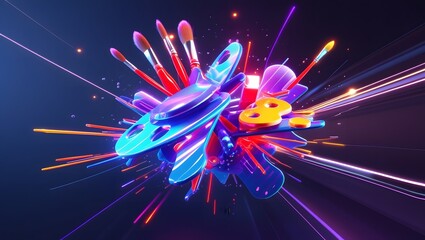 Background 3D Abstract Geometric Explosion art brush