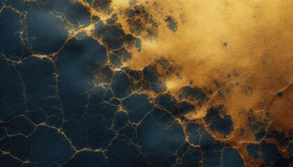 Poster - Abstract gold and black cracked texture with metallic finish