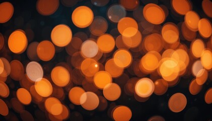 Poster - Abstract orange bokeh lights on dark background