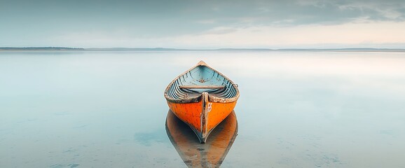 Poster - Solitary rowboat calm water peaceful scene