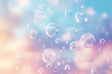 Poster - bubbles in pastel dreams: delicate, translucent bubbles float gently against a soft, dreamy backdrop
