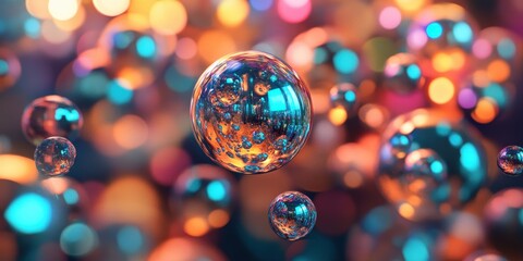 Poster - Abstract Bubbles in Bokeh: A mesmerizing display of abstract bubbles shimmering with iridescent colors, creating a captivating bokeh effect, capturing the essence of wonder.