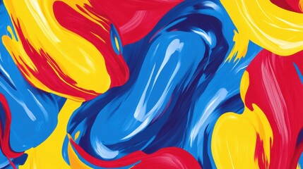 Poster - Abstract Color Strokes: A vibrant abstract artwork featuring flowing strokes of red, yellow, and blue, creating a dynamic and visually stimulating composition.