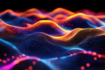 Fototapete - Abstract Data Waves: Dynamic, multi-colored data streams flow in a visually captivating abstract, showcasing the interconnectedness and complexity of information.