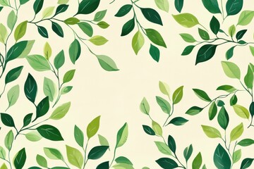 Poster - Botanical Greenery: a refreshing display of vibrant green leaves and branches. The natural beauty of the leaves against a light backdrop creates a sense of calm.