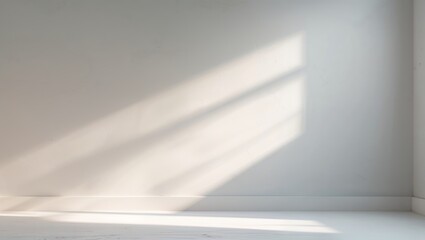 Poster - soft sunlight casts gentle shadows across an empty room with a minimalist design and white walls
