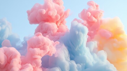 Poster - vibrant clouds: an abstract exploration of colorful smoke plumes, offering a visually striking blend