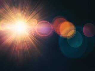 Poster - Sunburst Bursting with Light: An abstract image captures the raw beauty and power of the sun, portrayed with vibrant colors and stunning lens flares.