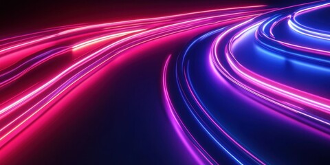 Fototapete - Neon Light Trails: Abstract glowing neon light trails dance across a dark, textured backdrop, creating dynamic and futuristic imagery.