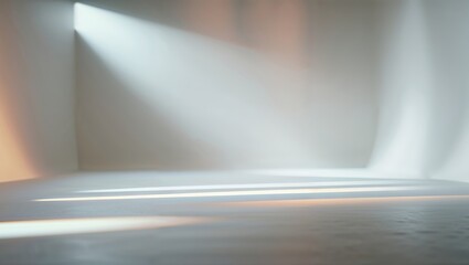 Poster - empty room with soft light streaming through a window at dawn