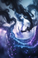 Wall Mural - Mystical cosmic vortex with black and glowing particles for fantasy backgrounds, book covers, and digital wallpapers