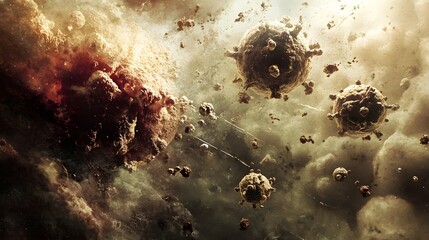 Wall Mural - cosmic virus collision nebula impact