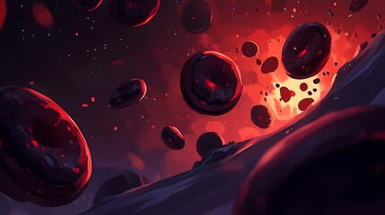 Wall Mural - crimson spheres orbiting fiery nebula