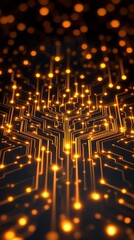 Aufkleber - Abstract glowing circuit board technology digital realm graphic art dark environment close-up view futuristic concept