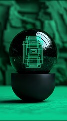 Aufkleber - Futuristic green circuitry display tech arena digital art modern environment close-up view innovative concept
