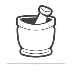 Wall Mural - wooden mortar and pestle outline icon transparent vector isolated