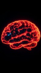 Aufkleber - Dynamic visualization of an abstract glowing human brain network digital art dark background futuristic concept