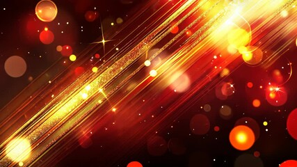 Poster - Vibrant bokeh light streaks dance across a dark red background in a dynamic burst