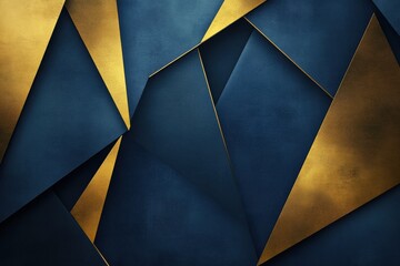 Leinwandbilder - Modern abstract background featuring geometric shapes in deep blue and gold tones, representing a contemporary political structure Generative AI