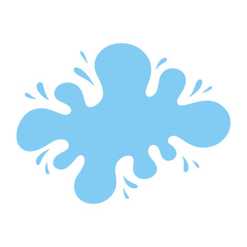 Splash of water, organic abstract blue spot with splashes, isolated on white, flat design, vector illustration. A simple graphic blank fresh clean element for decoration, design, cover, label